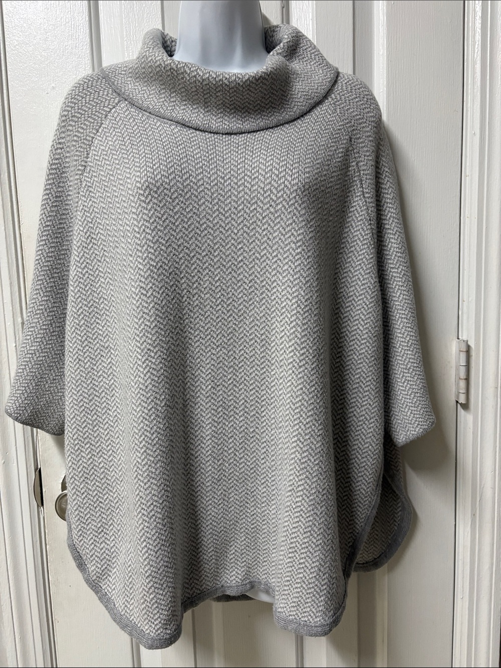 LOFT Light Gray Cowl Neck Poncho Sweater